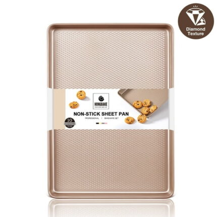 Jelly Roll Pan 15"x10" - HONGBAKE Commercial Cookie Sheets for Baking with Diamond Texture Surface, 57% Thicker Carbon Steel Baking Sheet for Oven, Nonstick Cooking Tray