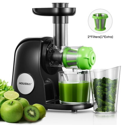 HOUSNAT Slow Masticating Juicer Machines Easy Clean, with Quiet Motor & Reverse Function, 150W