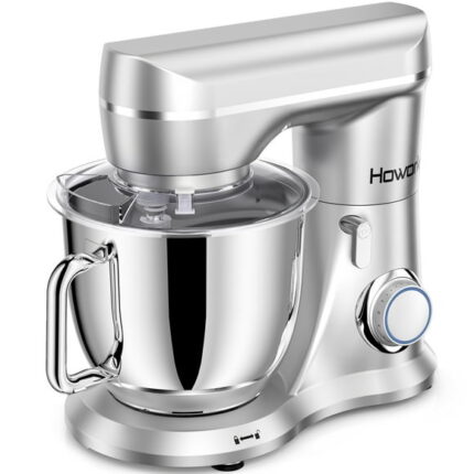 HOWORK Electric Stand Mixer, 5QT Multifunctional with Dough Hook, Wire Whip & Beater, Silver