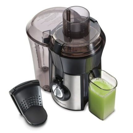 Hamilton Beach Easy Clean Juice Extractor, with Patented Easy Sweep Cleaning Tool, 800 Watts, Black and Stainless