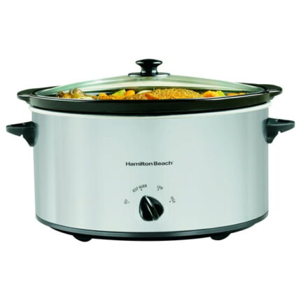 Hamilton Beach Portable Slow Cooker, 6 Quart Capacity, Removable Crock, Silver, 33167