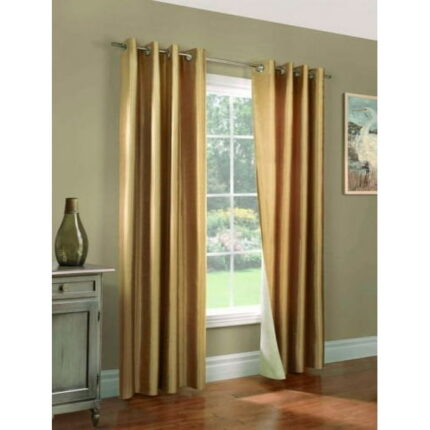 Hotel Quality Gold Solid Thermal Foam Lined Blackout Curtains, 37 x 95