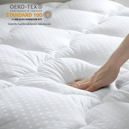 INGALIK Queen Mattress Pad, Quilted Fitted Mattress Topper Protector, Cooling Breathable Bed Cover with 8-21" Deep Elastic Pocket, Machine Washable, (White, Queen)