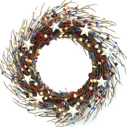 Idyllic Independence Day Wreath, Rattan Wood Multicolor, 16 in