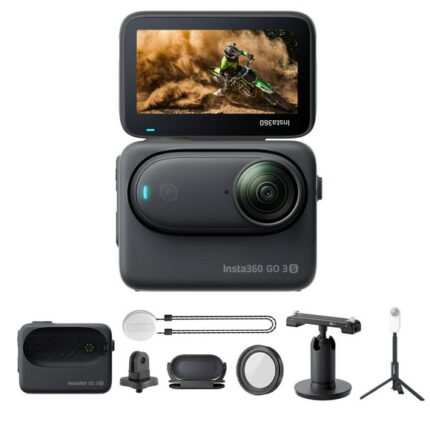 Insta 360 GO 3S (Black) 128GB Tiny Mighty 4K Action Vlogging Camera, + Action Pod and Wearable Accessories + Invisible Selfie Stick