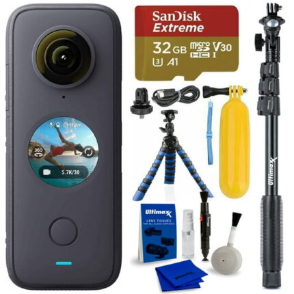 Insta360 ONE X2 Pocket Camera CINOSXX/A + 32GB + 3-Way Tripod + 12" Tripod/Gripster Bundle