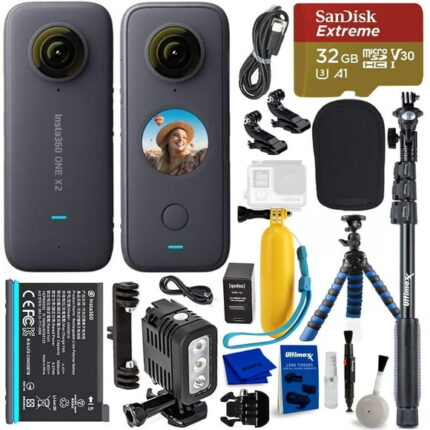 Insta360 ONE X2 Pocket Camera CINOSXX/A + 32GB + Monopod + LED Light Bundle