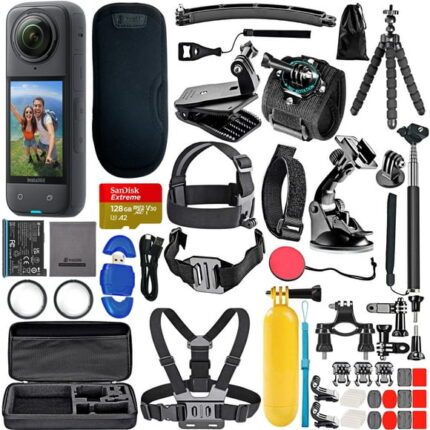Insta360 X4 - Waterproof 360 8K Camera + 128GB Card + 50 Piece Accessory Bundle