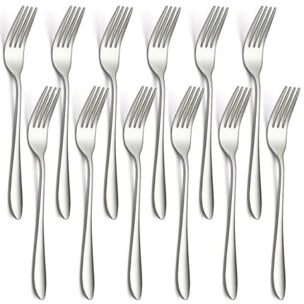 Jeaker Dinner Forks Set of 12, Jeaker Stainless Steel Table Fork Set, Fork Silverware for Home, Restaurant, Events