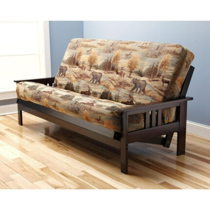 Kodiak Furniture Monterey Futon with Canadian Fabric Mattress in Brown/Espresso