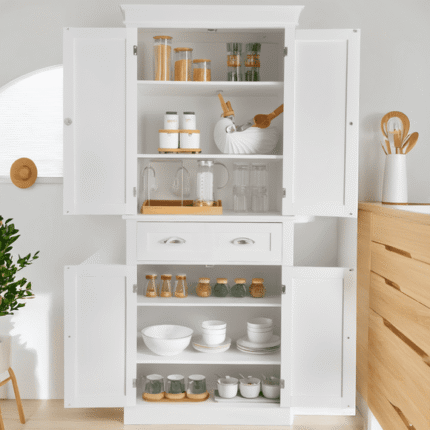 Ktaxon 72" Kitchen Pantry Cabinet with Doors and Shelves, Sideboard Storage, White