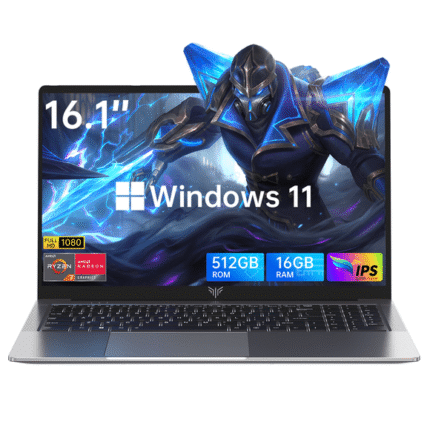 Laptop 16.1 FHD Gaming Laptop, AMD Ryzen 7 5700U, 16GB RAM, 512GB SSD, Windows 11, Graphite, WiFi 6, Backlit KB, Gray