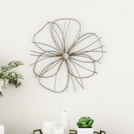 Lavish Home Silver Contemporary Metallic Wire Layer Hanging Flower Sculpture Accent Art