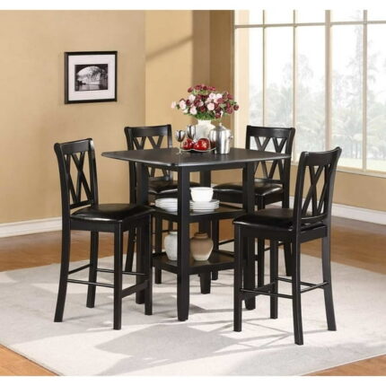 Lexicon Norman 5 Piece Solid Wood Counter Height Dining Set in Black