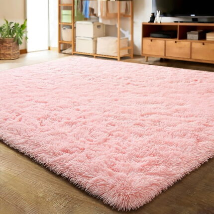 Lochas Soft Indoor Modern Area Rugs Fluffy Living Room Carpets for Children Bedroom Home Decor Nursery Rug 4' x 5.3', Pink