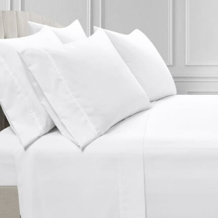 Lush Decor  Farmhouse Milo Solid Silver-Infused Antimicrobial Sheet Set White 4Pc Twin