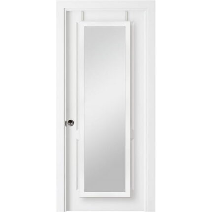 MCS 16x55 White Over The Door Mirror, Full Length Hanging Mirror for Bedroom and Bathroom Doors, No Tools Required