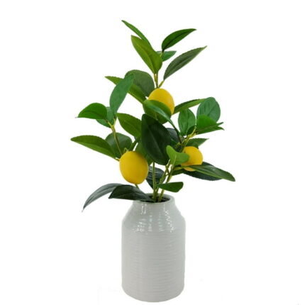 Mainstays 16 Indoor Artificial Lemon Plant in White Ceramic Pot