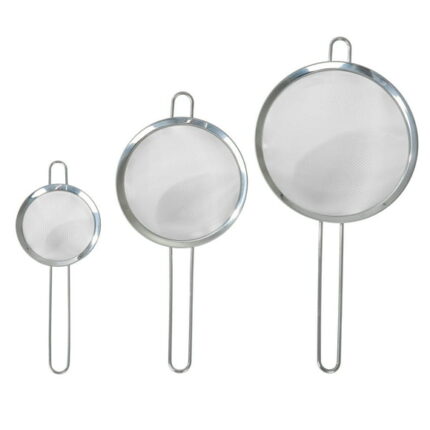 Mainstays 3 Pack Premium Stainless Steel Fine Mesh Strainers 4", 6", and 8", Silver