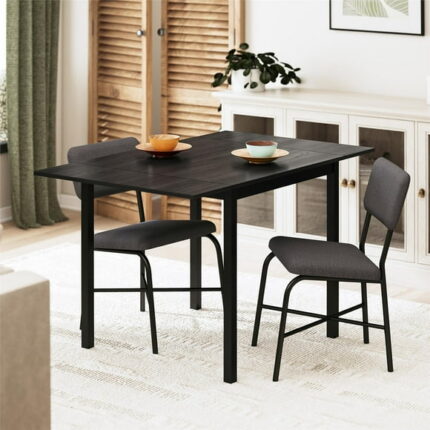 Mainstays 3-Piece Drop Leaf Table and Dining Chair Set, Black
