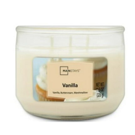 Mainstays 3-Wick Glass Jar Candle, Vanilla, Off-White, 11.5 oz