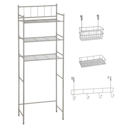 Mainstays 4-Piece Over-the-Toilet Bathroom Storage Set, Satin Nickel