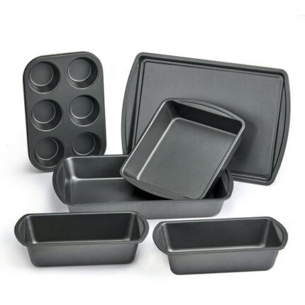 Mainstays 6 Piece Non-Stick Bakeware Sets, Easy for Release and Clean up, Carbon Steel, Gray
