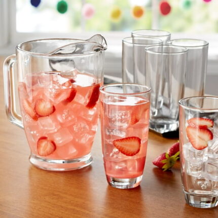 Mainstays 7-Piece Clear Glass Pitcher and Drinkware Tumbler Set