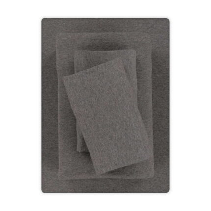 Mainstays Extra Soft Jersey Bed Sheet Set, Queen, Charcoal, 4 Pieces