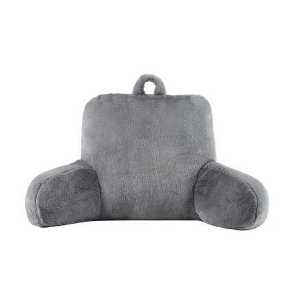 Mainstays Faux Fur Plush Bedrest Pillow, Specialty Size, Gray