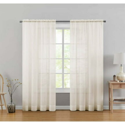 Mainstays Marjorie Sheer Voile Curtain Panel, 1 Panel, Ivory, 59" W x 63" L