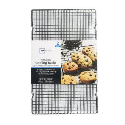 Mainstays Nonstick Carbon Steel Cooling Rack, 10" x 16", Black, Set of 2, Rectangular