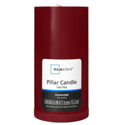Mainstays Unscented Decorative Pillar Candle 3x6 Red, solid color