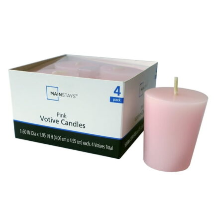 Mainstays Votive Candles, Unscented, Pink, 4 Pack
