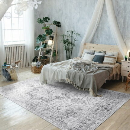 Mandala Machine Washable Area Rug 3'x5' - Non-Slip Low Profile Indoor Rug for Living Room - Stain-Resistant & Pet Friendly