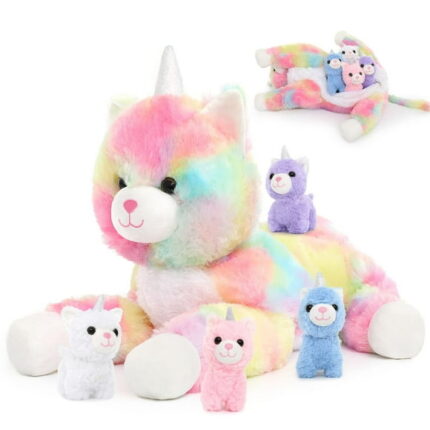 MaoGoLan 24" Cat Stuffed Animal Stuffed Mommy Caticorn with 4 Kitties