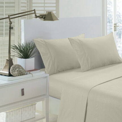 Martha Collection 1800 Series Embossed Deep Pocket Sheet Set - Super Soft & Wrinkle Free - Luxurious Bed Sheets Set (Twin, Ivory)