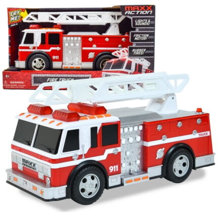 Maxx Action Large Firetruck with Extendable Ladder  Lights & Sounds Motorized Rescue Vehicle