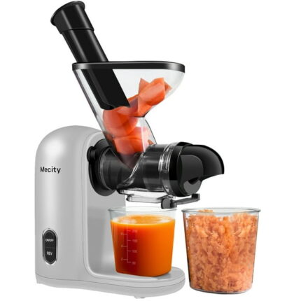 Mecity Small Cold Press Juicer Slow Masticating Juicer For Vegetable and Fruits, 120V, Silver