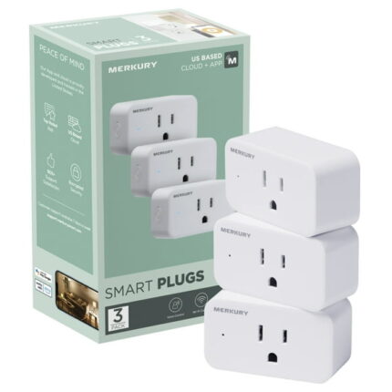 Merkury Smart Wi-Fi Plug, Compatible with Alexa and Google Assistant, 3 Pack, White 15 Amp