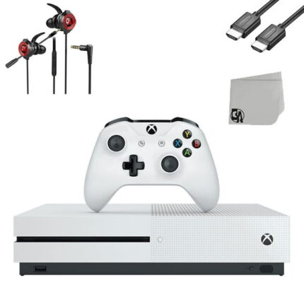 Microsoft Xbox One S 500GB White Gaming Console + G11-A Earbuds With Microphone BOLT AXTION Bundle Like New