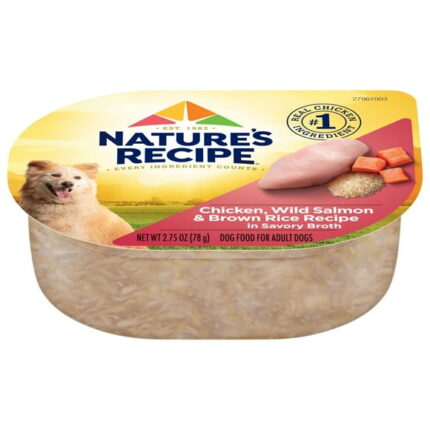 Natures Recipe Chicken, Wild Salmon & Brown Rice Recipe in Savory Broth Wet Dog Food, 2.75 oz. Cup