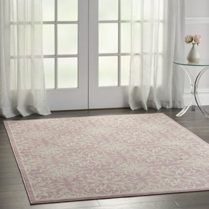 Nourison Bliss Modern Floral Ivory/Pink 5'3" x 7'3" Area Rug, (5' x 7')