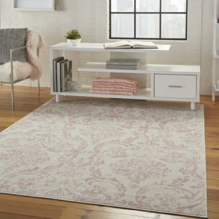 Nourison Bliss Vintage Farmhouse Ivory/Pink 5'3" x 7'3" Area Rug, (5' x 7')