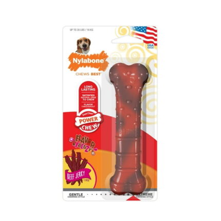 Nylabone Power Chew Textured Bone Chew Toy Beef Jerky Medium/Wolf - up to 35 lbs. (1 Count)