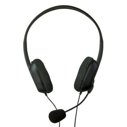 onn Stereo Headset with Built-In Microphone, Black
