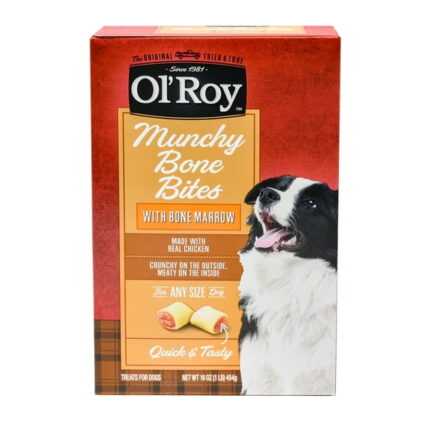 Ol' Roy Munchy Bone Bites with Beef Bone Marrow Dry Dog Treats for All Size Dogs, 16 oz Box