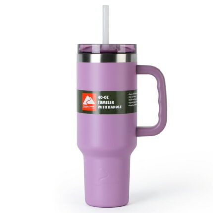 Ozark Trail 40 oz Insulated Stainless Steel Tumbler with Handle, New Lilac