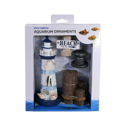 Penn-Plax Resin Aquarium Decoration Nautical & Beach for Fresh and Saltwater Fish Tanks - 4-Piece Set