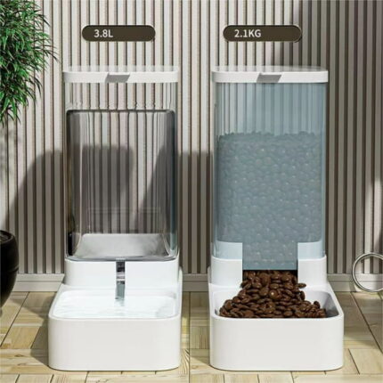 Pet Water Dispenser, Programable Dry Food Dispenser for Small Medium Cats Dogs